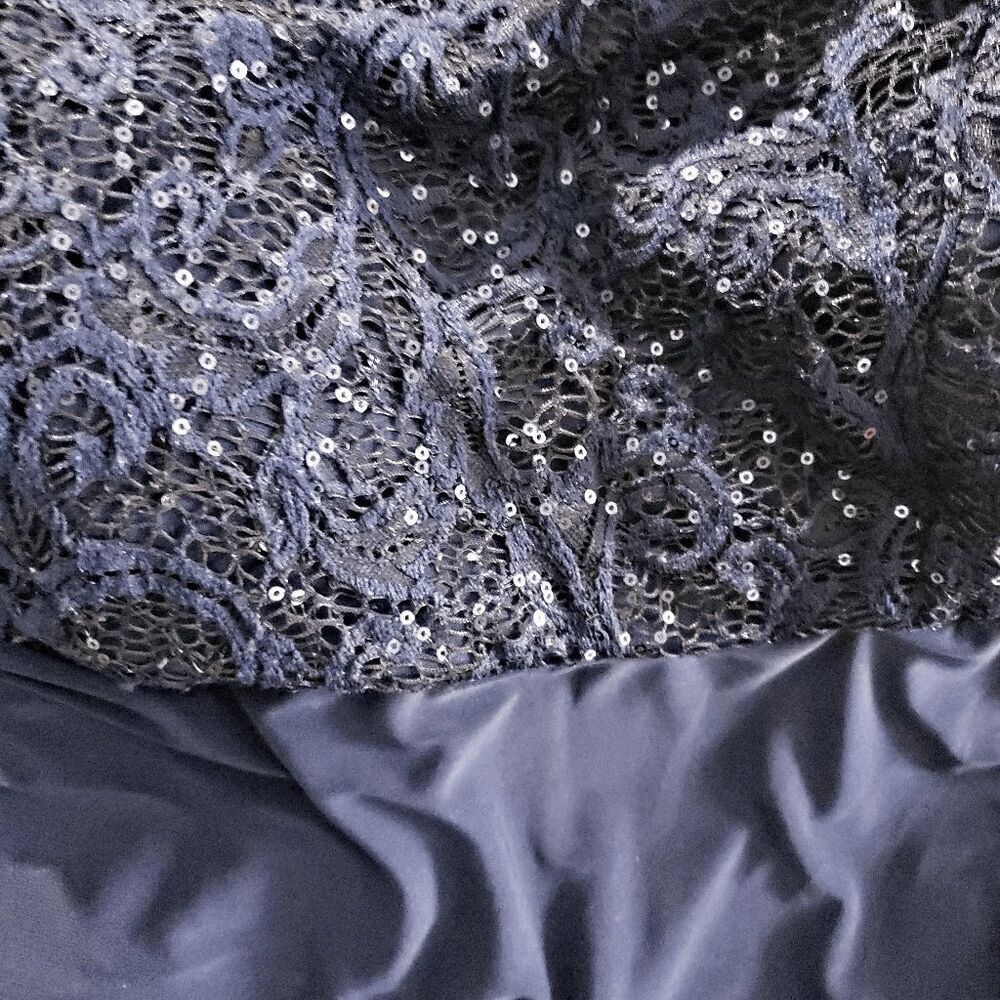 RM Richards Royal Blue Sequin Bodice Sleeveless Long Lined Formal Dress Size 14W - Picture 8 of 9